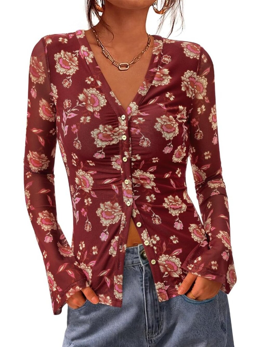 Floral Boho Button Down Shirt for Women | Trendy Casual Top | Summer Style